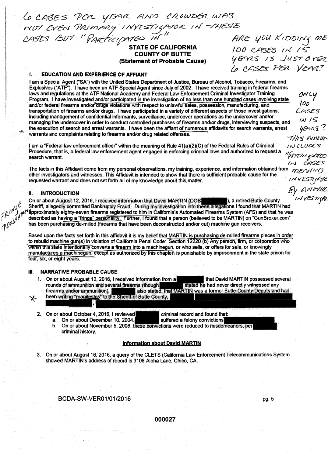 Statement of probable cause page 1